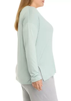 Discount 🎁 Wonderly Plus Size Lush Long Sleeve V-Neck Sleep T-Shirt ⭐ -Wonderly Shop Belk 1046