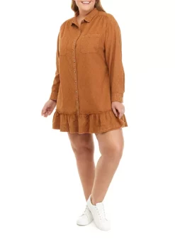 Best Sale 💯 Wonderly Plus Size Ruffle Hem 👚 Shirt 👗 Dress ⌛ -Wonderly Shop Belk 1060