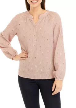Discount 🌟 Wonderly 👩 Women's Long Sleeve Gauze Popover Woven Top ✔️ -Wonderly Shop Belk 1065