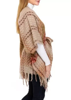 Best deal ⌛ Wonderly Twill Stripe Belted Ruana ❤️ -Wonderly Shop Belk 1101