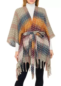 Best deal ⌛ Wonderly Twill Stripe Belted Ruana ❤️ -Wonderly Shop Belk 1103