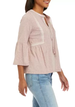 Promo 🌟 Wonderly 👩 Women's 3/4 Sleeve Embroidered Knit Peasant Top 🤩 -Wonderly Shop Belk 1106