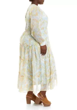 Best deal 🛒 Wonderly Plus Size Long Sleeve Printed Maxi 👗 Dress 🥰 -Wonderly Shop Belk 1112