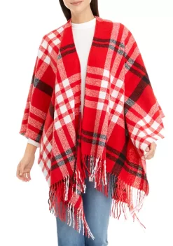 Outlet 🥰 Wonderly 👩 Women's Open Front Plaid Topper ⭐ -Wonderly Shop Belk 1118