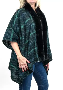 Brand new 🎁 Wonderly Grid Stripe Fur Ruana 👏