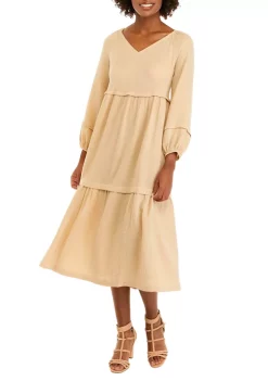 Brand new 🔥 Wonderly 👩 Women's 3/4 Tie Sleeve Peasant 👗 Dress 🔥 -Wonderly Shop Belk 1268