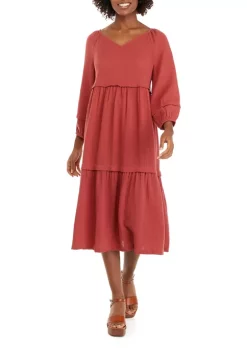 Brand new 🔥 Wonderly 👩 Women's 3/4 Tie Sleeve Peasant 👗 Dress 🔥 -Wonderly Shop Belk 1269