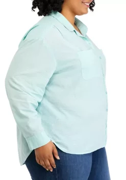 Deals 😍 Wonderly Plus Size Long Sleeve Boyfriend 👕 Shirt ❤️ -Wonderly Shop Belk 1287