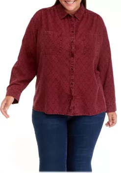 Deals 😍 Wonderly Plus Size Long Sleeve Boyfriend 👕 Shirt ❤️ -Wonderly Shop Belk 1289