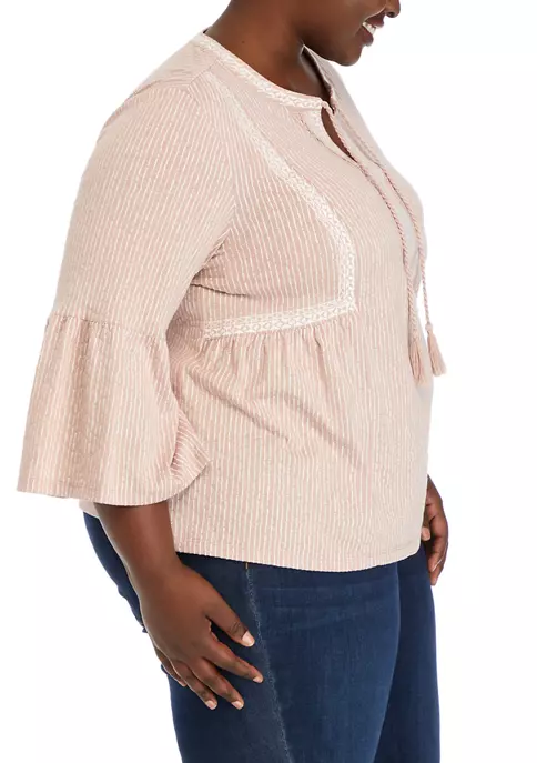 Best Pirce ✨ Wonderly Plus Size 3/4 Sleeve Embroidered Knit Peasant Top 🤩 5 Best Pirce ✨ Wonderly Plus Size 3/4 Sleeve Embroidered Knit Peasant Top 🤩 - Image 3