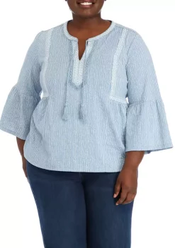 Best Pirce ✨ Wonderly Plus Size 3/4 Sleeve Embroidered Knit Peasant Top 🤩 11 Best Pirce ✨ Wonderly Plus Size 3/4 Sleeve Embroidered Knit Peasant Top 🤩 -Wonderly Shop Belk 1298
