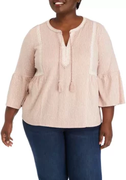 Best Pirce ✨ Wonderly Plus Size 3/4 Sleeve Embroidered Knit Peasant Top 🤩 12 Best Pirce ✨ Wonderly Plus Size 3/4 Sleeve Embroidered Knit Peasant Top 🤩 -Wonderly Shop Belk 1299