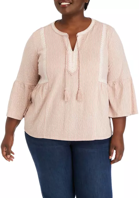 Best Pirce ✨ Wonderly Plus Size 3/4 Sleeve Embroidered Knit Peasant Top 🤩 7 Best Pirce ✨ Wonderly Plus Size 3/4 Sleeve Embroidered Knit Peasant Top 🤩 - Image 5