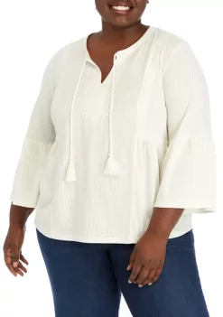 Best Pirce ✨ Wonderly Plus Size 3/4 Sleeve Embroidered Knit Peasant Top 🤩 13 Best Pirce ✨ Wonderly Plus Size 3/4 Sleeve Embroidered Knit Peasant Top 🤩 -Wonderly Shop Belk 1300