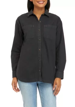 Best Sale 🎉 Wonderly 👩 Women's Long Sleeve Boyfriend 👕 Shirt 🥰 -Wonderly Shop Belk 1313