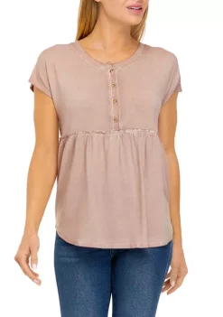 Cheap ⌛ Wonderly 👩 Women's Short Sleeve Dolman Henley Top 😉 -Wonderly Shop Belk 1319