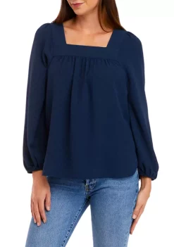 Coupon 👏 Wonderly Petite Long Sleeve Square Neck Top 🤩 -Wonderly Shop Belk 1325