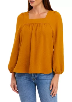 Coupon 👏 Wonderly Petite Long Sleeve Square Neck Top 🤩 -Wonderly Shop Belk 1326