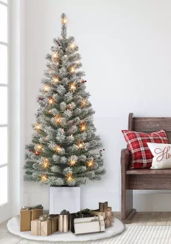Wholesale 🌟 Puleo International Set of 2 5 ft Pre-Lit Potted Flocked Western Spruce Trees 🌟 -Wonderly Shop Belk 1383