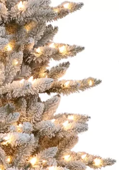 New 💯 Puleo International 6.5 Foot Pre Lit Flocked Slim Fraser Fir Artificial 🎅 Christmas Tree with 350 UL Listed Clear Lights 👏 -Wonderly Shop Belk 1407