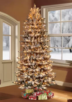Cheap 🔥 Puleo International Pre-Lit 9-Foot Slim Flocked Franklin Fir 🎄 Christmas Tree ⌛ -Wonderly Shop Belk 1412