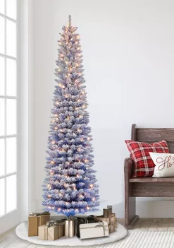Best Pirce ⌛ Puleo International Pre-lit Flocked Fashion Blue Pencil Tree 😀 -Wonderly Shop Belk 1418