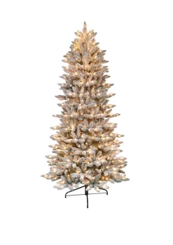 Cheap 😉 Puleo International 7.5 Foot Pre Lit Flocked Slim Fraser Fir Artificial 🔔 Christmas Tree with 500 UL Listed Clear Lights 🥰 -Wonderly Shop Belk 1444