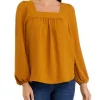 New 🎁 Wonderly 👩 Women's Long Sleeve Square Neck Airflow Top 💯 -Wonderly Shop Belk 145