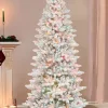 Promo 🎉 Puleo International Pre-Lit 7.5-Foot Slim Flocked Franklin Fir 🎅 Christmas Tree 🧨 -Wonderly Shop Belk 1452