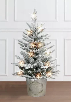 Promo 🌟 Puleo International Battery-Operated Potted Flocked Tree with 50 Warm White LED Light 💯 -Wonderly Shop Belk 1458
