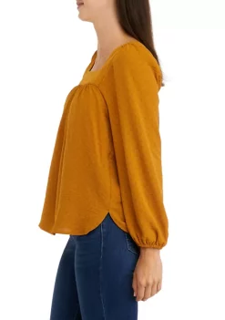 New 🎁 Wonderly 👩 Women's Long Sleeve Square Neck Airflow Top 💯 -Wonderly Shop Belk 147