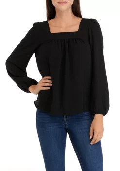 New 🎁 Wonderly 👩 Women's Long Sleeve Square Neck Airflow Top 💯 -Wonderly Shop Belk 149