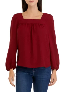New 🎁 Wonderly 👩 Women's Long Sleeve Square Neck Airflow Top 💯 -Wonderly Shop Belk 150