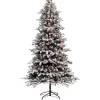 Best deal ⭐ Puleo International 6.5 Foot Pre Lit Flocked ‎Birmingham Fir Artificial 🎁 Christmas Tree with 350 UL Listed Lights 🥰 -Wonderly Shop Belk 1525