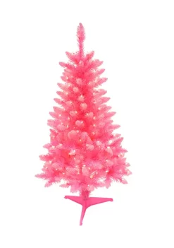 Outlet ✨ Puleo International 4 Foot Pre Lit Fashion Pink Pine Artificial 🎄 Christmas Tree with 150 UL Listed Clear Lights ✔️ -Wonderly Shop Belk 1537