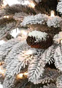 Outlet 🤩 Puleo International Pre-Lit 7.5-Foot Flocked Slim Montana Spruce ❄ Christmas Tree 🎉 -Wonderly Shop Belk 1540