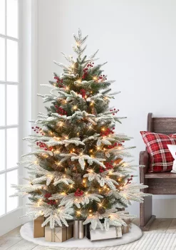 Brand new 🎉 Puleo International 4.5 ft Pre-lit Flocked Halifax Fir Tree with Pine Cones & Red Berries 🎉 -Wonderly Shop Belk 1554