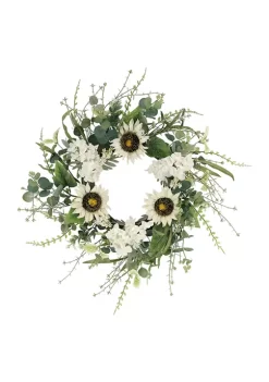 Discount 🌟 Puleo International 24 Inch Artificial Sunflower and Hydrangea Floral Spring Wreath 🥰