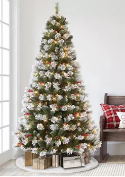 Best deal 🌟 Puleo International 7.5 ft Flocked Pine Tree with Pine Cones & Berries 😍 -Wonderly Shop Belk 1602