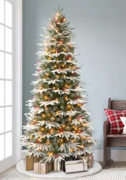 Hot Sale 🌟 Puleo International Pre-lit Slim Flocked Halifax Fir Tree ✔️ -Wonderly Shop Belk 1606