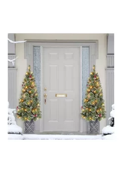 Budget 🎉 Puleo International 5 ft Pre-lit Potted Vancouver Pine Tree, 288 Tips, 70 UL Clear Incandescent Lights, Pine Cones, Berries 🧨 -Wonderly Shop Belk 1611