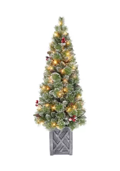 Budget 🎉 Puleo International 5 ft Pre-lit Potted Vancouver Pine Tree, 288 Tips, 70 UL Clear Incandescent Lights, Pine Cones, Berries 🧨 -Wonderly Shop Belk 1612