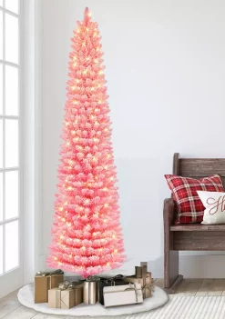 Deals ⭐ Puleo International Pre-lit Flocked Fashion Pink Pencil Tree ✨ -Wonderly Shop Belk 1636