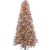 Hot Sale 🔥 Puleo International 6.5 Foot Rose Gold Tinsel Artificial 🎁 Christmas Tree with 300 UL Listed Lights ❤️