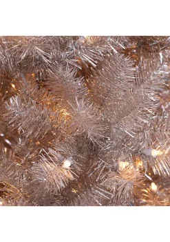 Hot Sale 🔥 Puleo International 6.5 Foot Rose Gold Tinsel Artificial 🎁 Christmas Tree with 300 UL Listed Lights ❤️ -Wonderly Shop Belk 1649