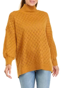 Flash Sale ✔️ Wonderly 👩 Women's Long Sleeve Pointelle Mock Neck Tunic Sweater ⭐ -Wonderly Shop Belk 166