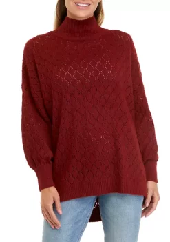 Flash Sale ✔️ Wonderly 👩 Women's Long Sleeve Pointelle Mock Neck Tunic Sweater ⭐ -Wonderly Shop Belk 167