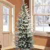 Budget 🎁 Puleo International Pre-Lit 7.5-Foot Potted Flocked Scandinavian Fir Pencil 🔔 Christmas Tree ⭐
