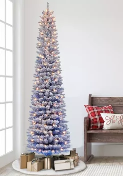 Promo 🧨 Puleo International Pre-lit Flocked Fashion Blue Pencil Tree 🌟 -Wonderly Shop Belk 1721