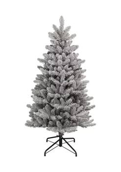 Budget 😉 Puleo International 4.5 Foot Pre-Lit Slim Flocked Franklin Fir 🔔 Christmas Tree 👍 -Wonderly Shop Belk 1723